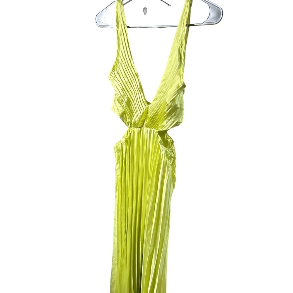 NWT Sincerely Jules Green Pleated Long Ball Gown Dress  W/Cut outs- Women's S